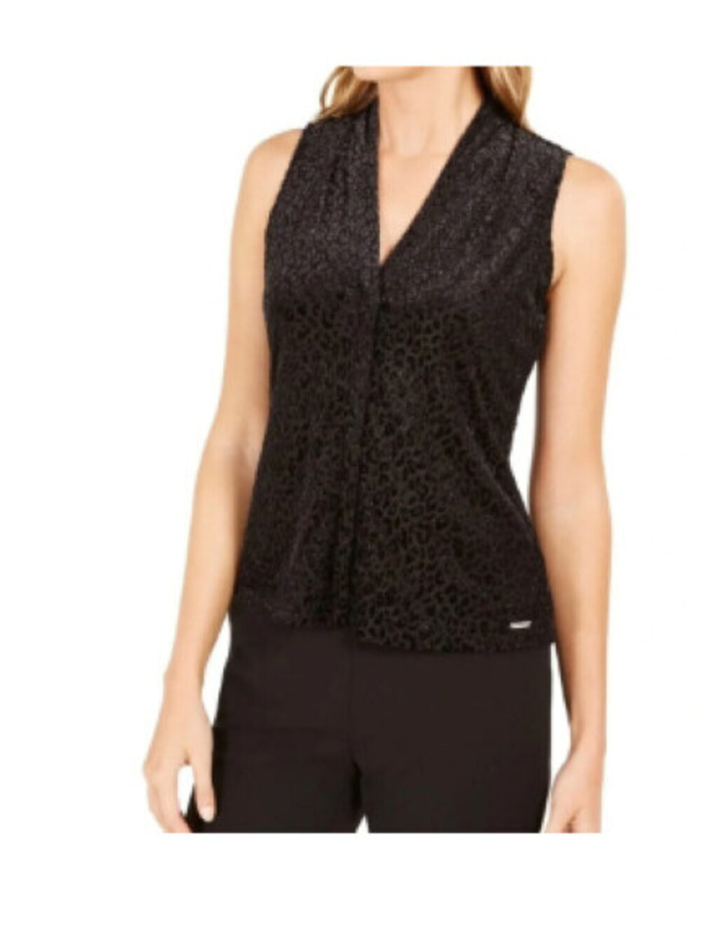 Calvin Klein XL NWT Black Sparkle Sleeveless Knit Top Party Club Holiday Gothic